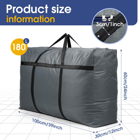 YiMiLiu 180L Extra Large Storage Bag Waterproof Luggage Bag Heavy Duty Moving Bag (Grey)