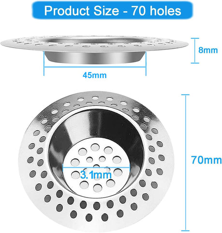 Tomario Stainless Steel Kitchen Sink Strainer Plug, Standard Strainer Drain Protector Hair/Food Catcher for Bathroom, Kitchen, Shower