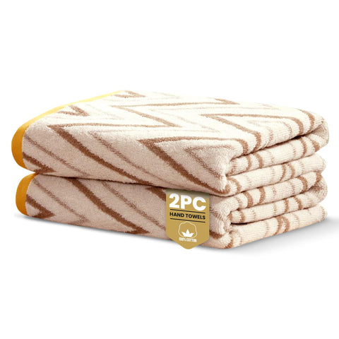 Rapport Home Helix Hand Towels 2 Pack, 50x85cm 100% Cotton - Natural