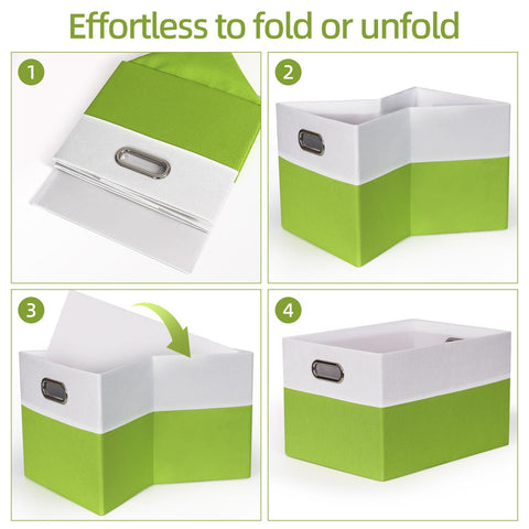BinWhiz 3 Pack Clothing Storage Bins, Rectangle Large Storage Baskets with Metal Handle, Collapsible Storage Organiser Bins