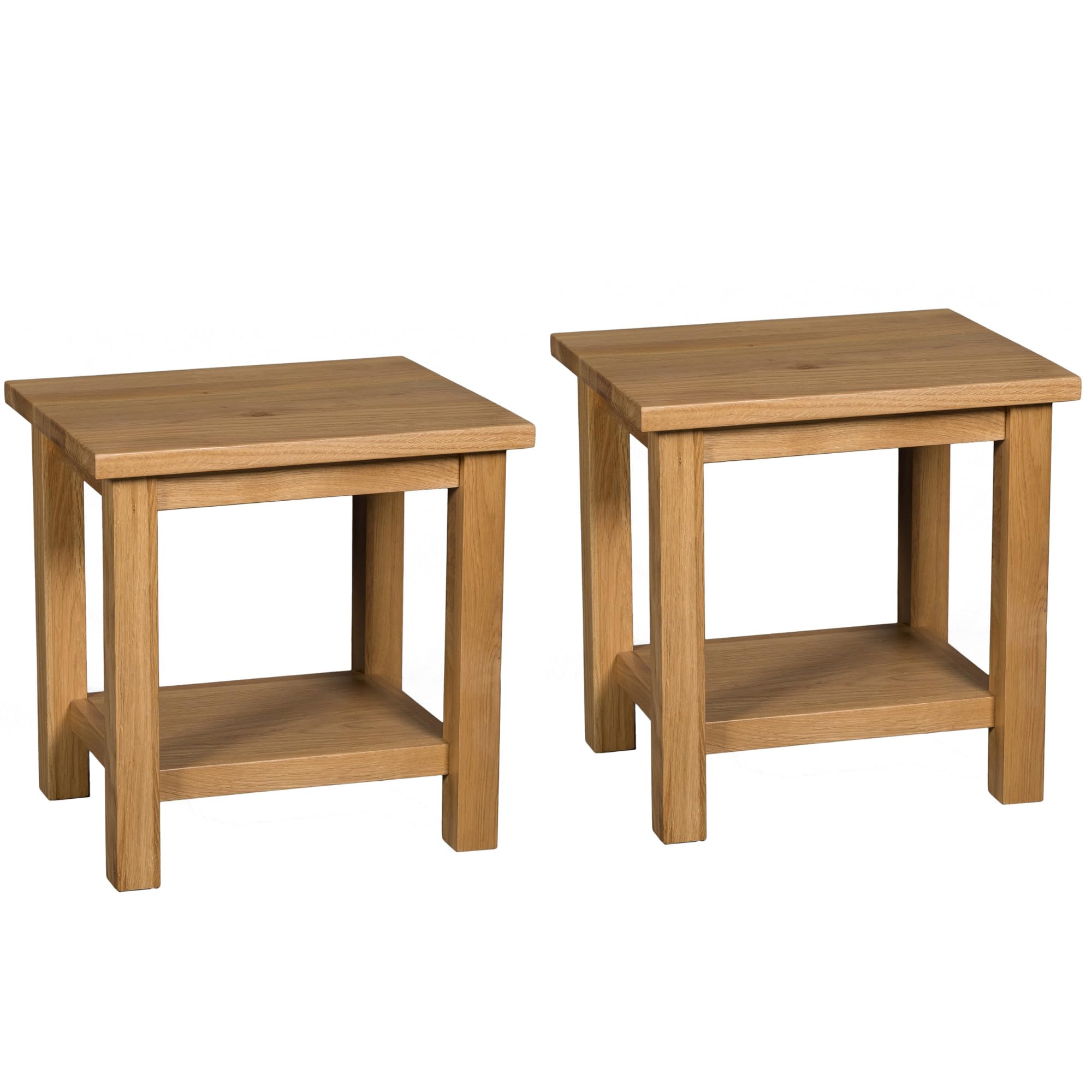 Hallowood Furniture Waverly Oak Small Table, Light Oak Side Table Set of 2, Console Table, Solid Wooden Coffee Table for Living Room, Bedside Table