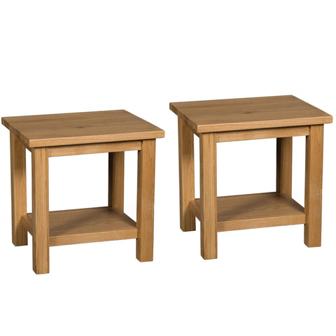Hallowood Furniture Waverly Oak Small Table, Light Oak Side Table Set of 2, Console Table, Solid Wooden Coffee Table for Living Room, Bedside Table