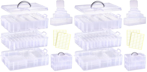 Funtopia Craft Organiser 118 Pack, 3-Tier Stackable Container Box with Lids and 56 Pcs Small Plastic Storage Box, Mini Clear Bead Storage for Jewelry