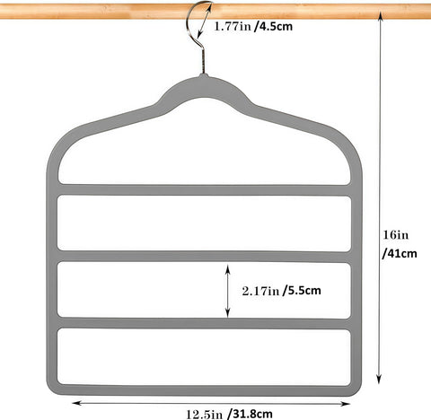 Trouser Hanger Space Saving Clothes Velvet Hanger with 4 Layers Slacks
