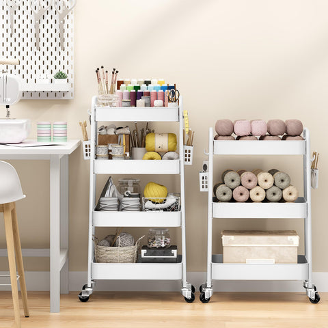Urackify 4 Tier Storage Trolley on Wheels, White