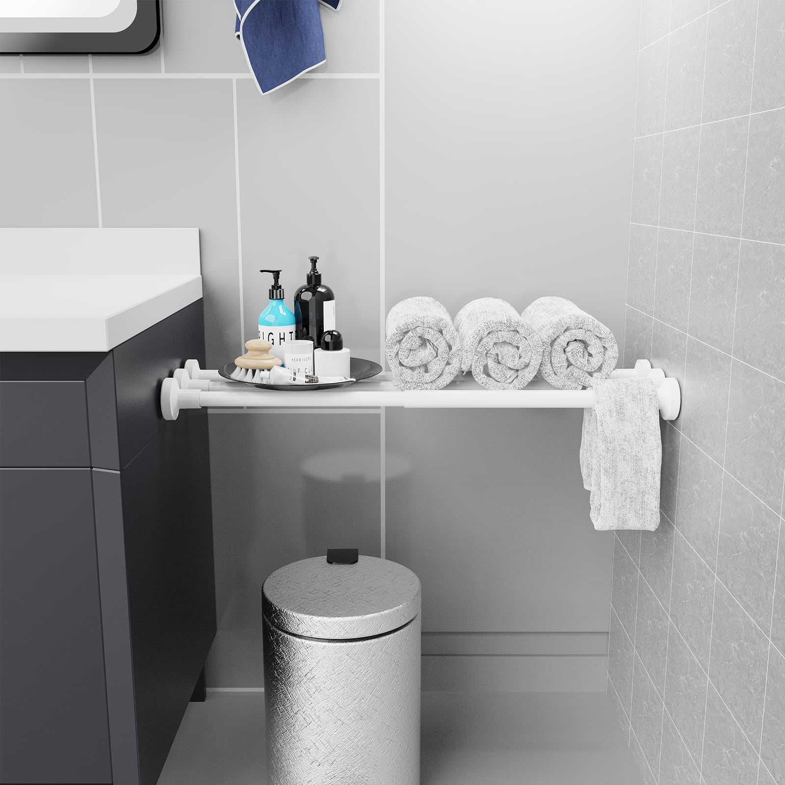 WELDUN Extendable Shower Curtain Tension Rod 48-118CM No Drill Rod