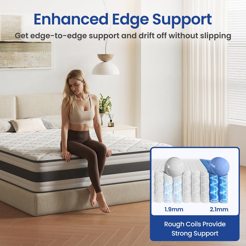 BedStory King Mattrress 4FT6, 10.3 Inch Pocket Sprung Hybrid Mattress for Pressure Relief & Back Pain Relief – Medium Firm 150x200x26 cm