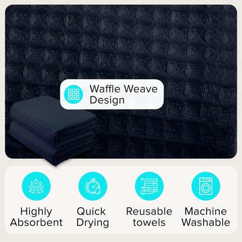 REVIIV Sauna Blanket Insert Towel - 2 Pack Soft Black Cotton Waffle - Comfortable and Easy Home Sessions Minimal Cleanup - Super Absorbent Sauna Towel