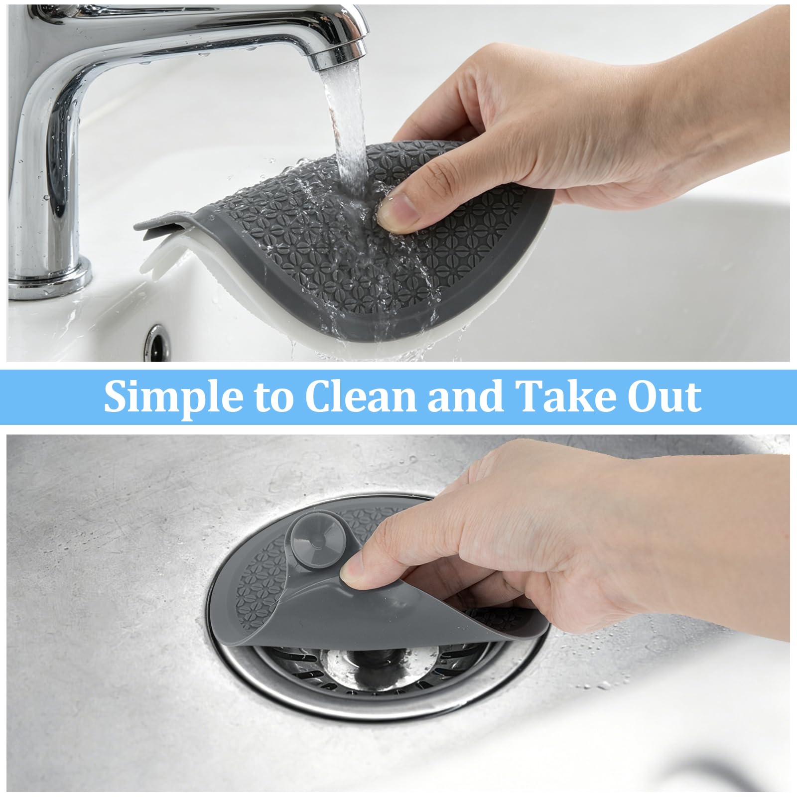 TAIANJI 3 Pack Bath Sink Plug 6 inch, Fits 42-45mm Universal Silicone Plug with Chain