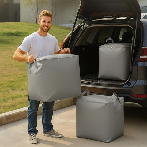 3-Pack 240l Large Moving Bags – Heavy Duty Waterproof Removal Bag with Double Zip Pulls,Ideal for Moving, College Dorms, Loft Storage