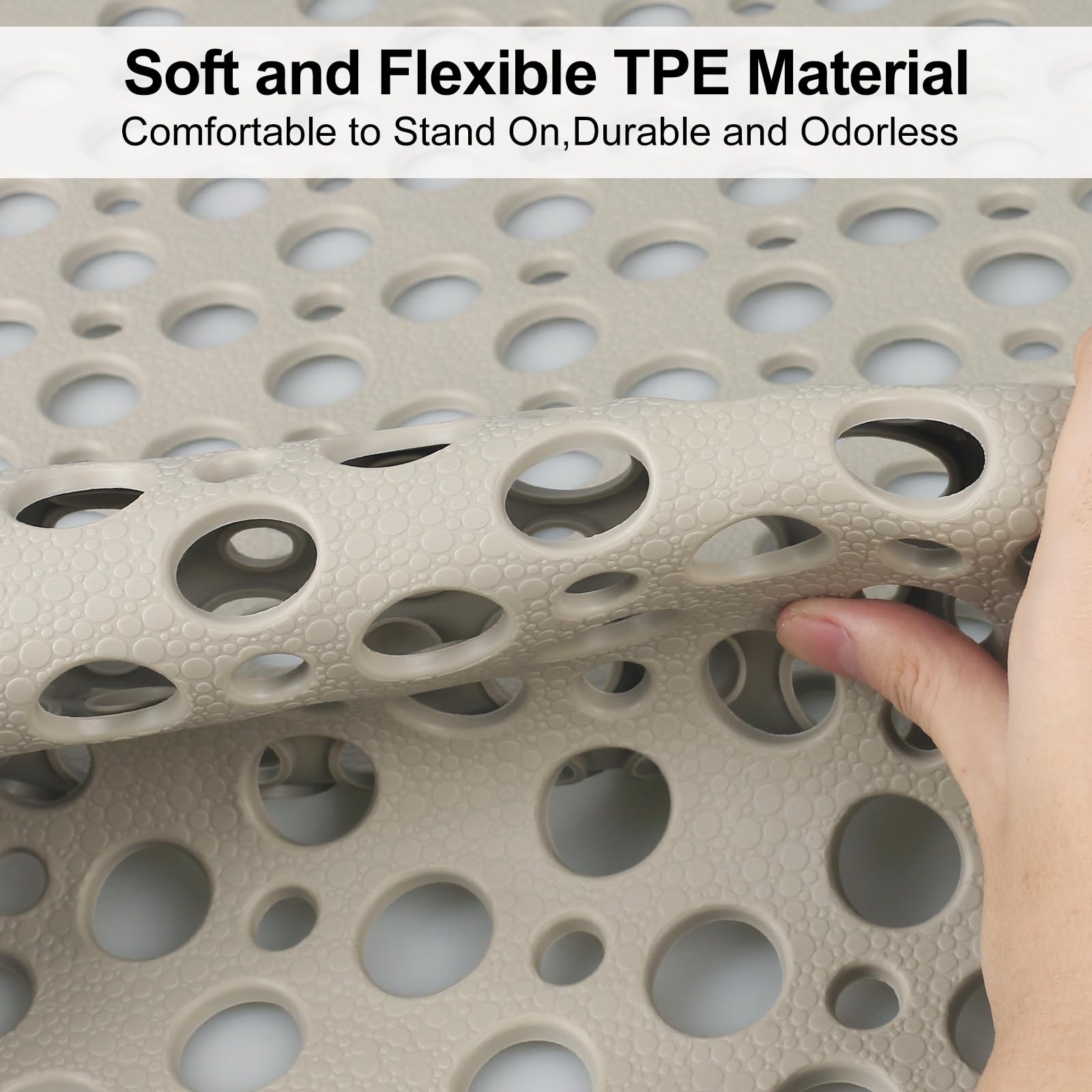 EIVINJE Shower Mat Non Slip Anti Mould: 53 x 53 cm Square Shower Mats for Inside Shower