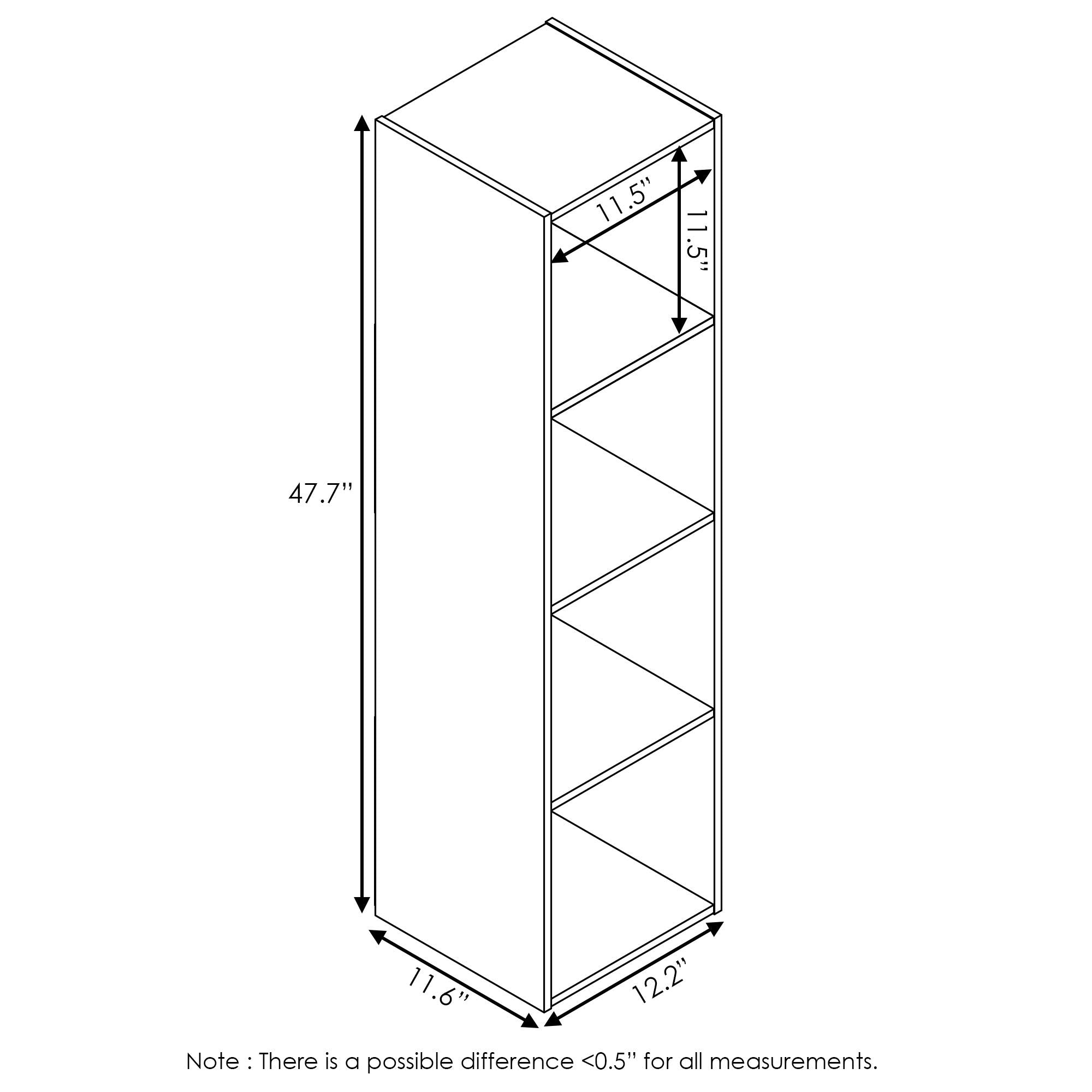 Furinno PELLI Book Shelf, 4x1 Bookshelf, Cube Storage Organizer Cabinet, 11.6 x 12.2 x 47.7, for Living Room, Bedroom, Home Office, Espresso