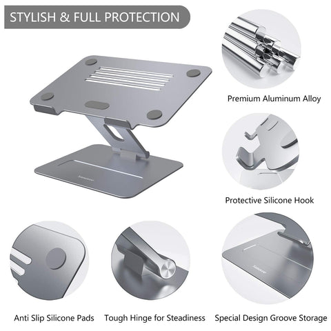 Yanavee Laptop Stand, Height Adjustable Laptop Riser With Heat-Vent, Ergonomic Aluminum Laptop Computer Stand