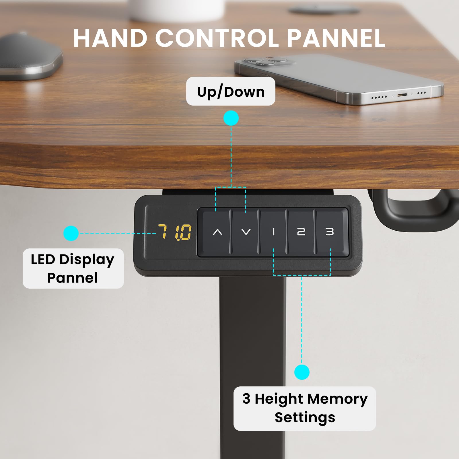 Farini U-Shaped Ergonomic Electric Standing Desk, 140x60cm, Height Adjustable Sit to Stand Desk with Memory Keypad & Headphone Hook for Home and