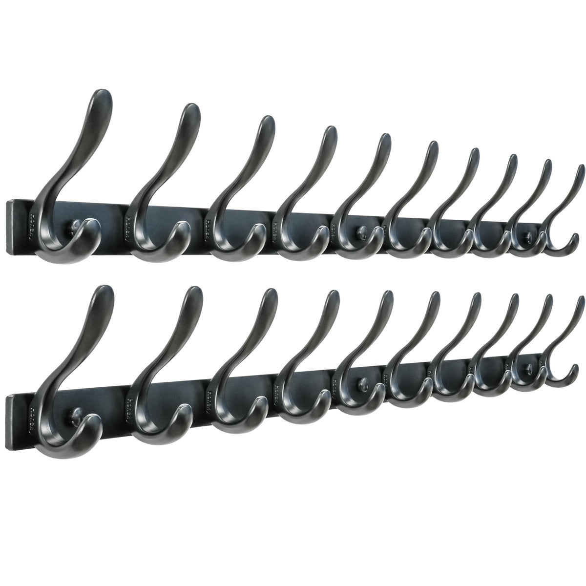 HONSKY Wall Mounted Coat Rack - 94cm Long Heavy Duty Metal 10 Double Hook, Sturdy & Space-Saving, for Hallway,Bedroom, Entryway, Holds Jackets