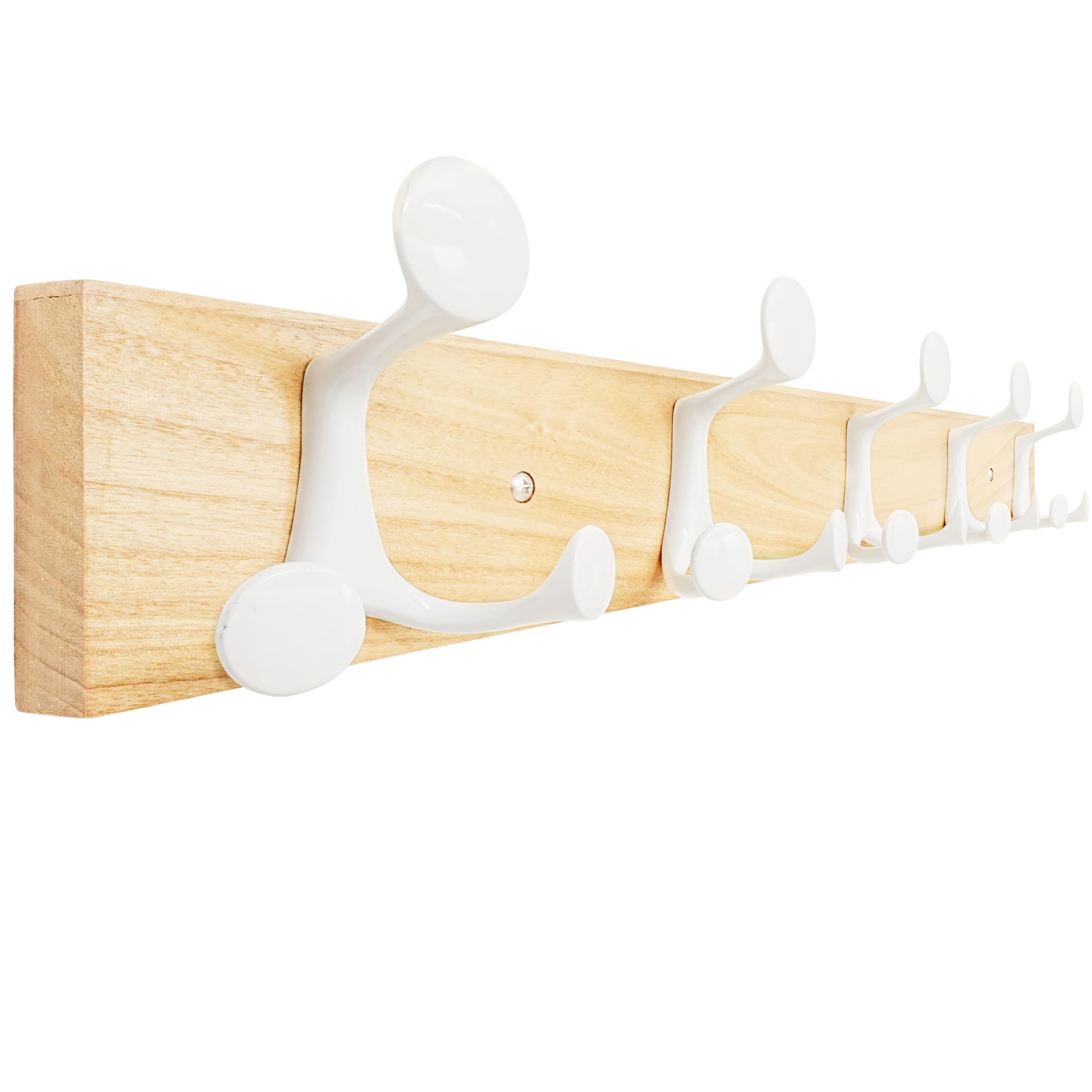SKOLOO 61cm Natural Wood Coat Rack Wall Mount with 5 Triple Hooks - Ideal for Family Entrances, Classrooms, and Pet Supplies Storage