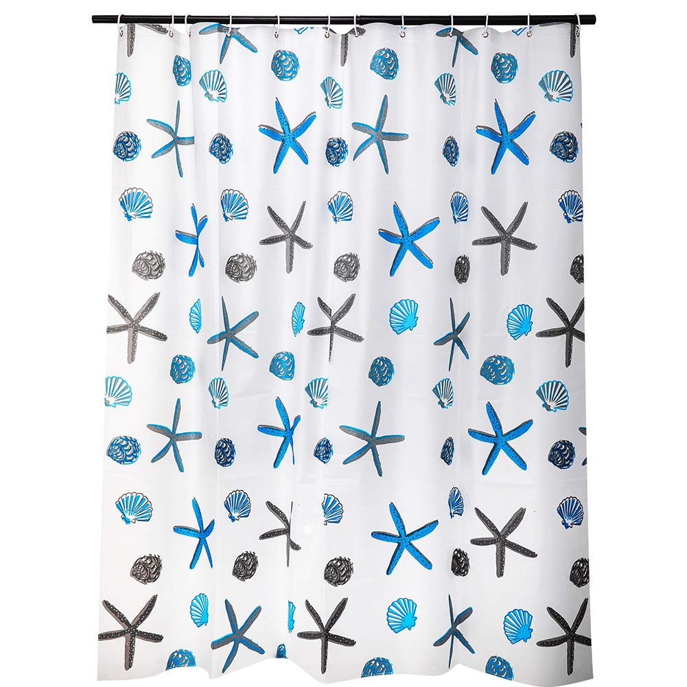 meioro Shower Curtains Ocean Theme Peva Waterproof and Mildew Resistant Bathroom Curtains Home Shower Curtain Liners with Rustproof Grommets and