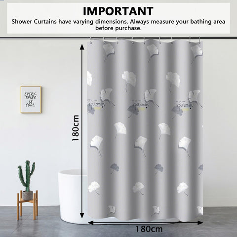 KAIMEIYU Shower Curtain Polyester Bath Curtains Heavy Duty with 12 Hooks Bathroom Curtain Washable Waterproof for Bathtub and Bathroom 180X180CM Grey