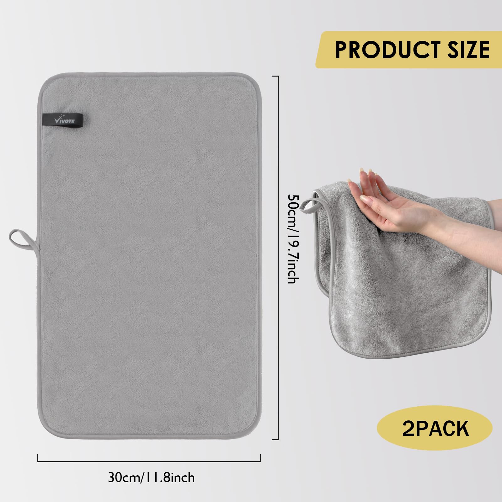 VIVOTE 2 Pack Kitchen Hand Towel with Lanyard Hand Towels for Bathroom