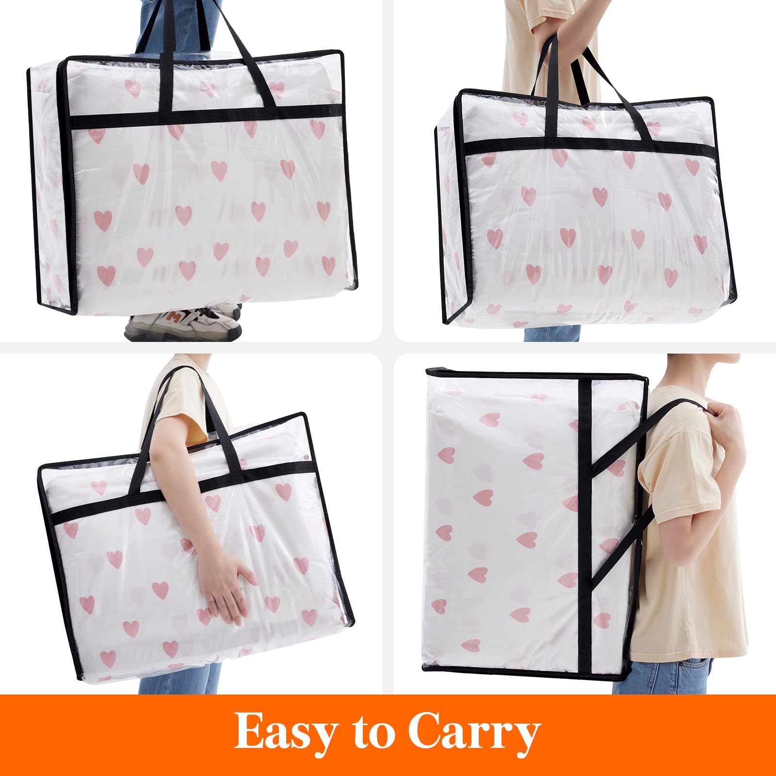 Lifewit 3 Pack Clear Storage Bags, 95L Plastic Clothes Storage Bags