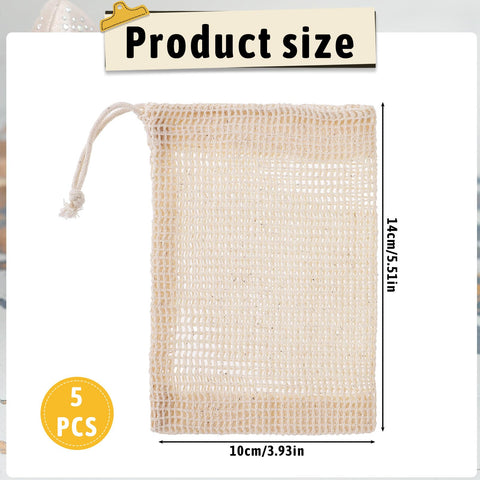 5 pcs Natural Sisal Soap Saver Bag Exfoliating Soap Saver Pouch with Drawstring for Foaming and Drying the Soap Shower Bath