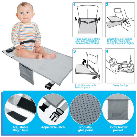 NIHUIFDPY Toddler Airplane Bed, Portable Airplane Foot Hammock for Kids, Grey