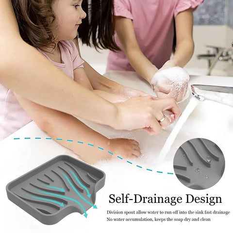 DDUP 2 Pcs Silicone Soap Dish,Self Draining Soap Holder, Portable Shower Soap Box,Easy Cleaning,Soap Container Perfect for Shower, Bathroom, Kitchen