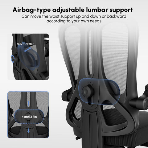 WUPY Mesh Office Chair with Footrest & Headrest, Ergonomic Computer Chair