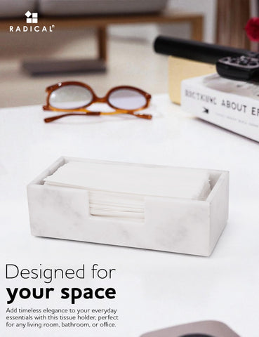 Radicaln Marble Tissue Holder Box 10" Inches White Handmade Luxury Paper Tissue for Bathroom, Coffee Table, Vanity & Office Desk Accessories
