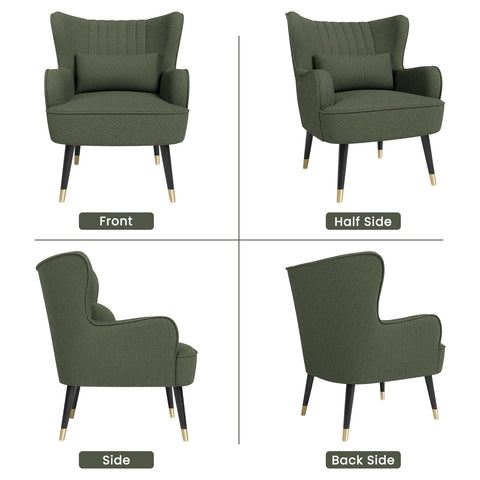 Vesgantti Teddy Accent Chair with Lumbar Pillow, Wing Back Large Armchair