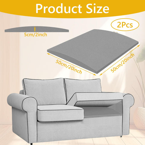 Cumnvulnt 2 Pcs Sofa Cushion Support, High Density Sponge Sofa Support Boards, 50 x 50cm for Sagging Seat, Sofas Foam Cushions Replacement (grey)