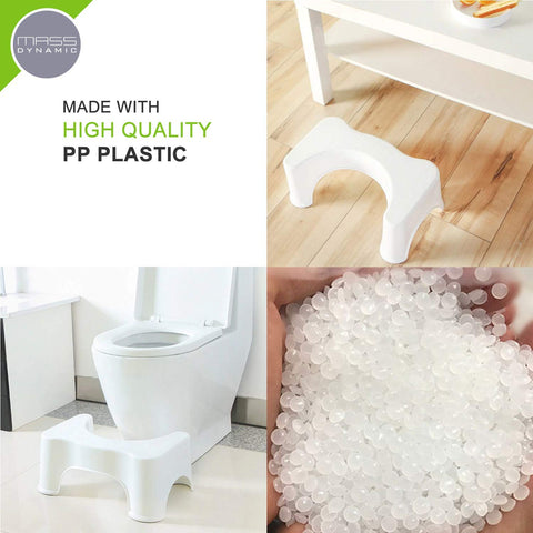 MASS DYNAMIC Squatting Toilet Stool Non-Slip Bathroom Squat Aid Stool Proper Toilet Posture Footstool 8" Standard