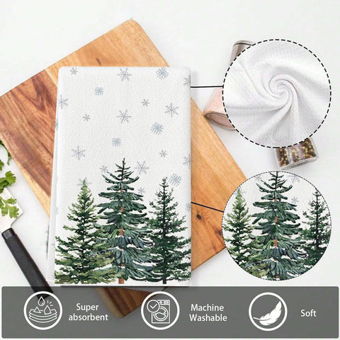 LYhsmg 2PCS Christmas Tea Towels,Christmas Hand Towels,Quick Dry Dish Towels Bar Towel,Machine Washable Kitchen Towel,Cotton Super Soft,Xmas Tree