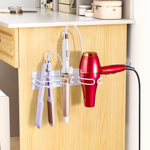 YYBO Hair Dryer and Straightener Holder Wall Mount Hair Dryer Holders, 3 in 1 Bathroom Hair Tool Organiser for Curling Iron