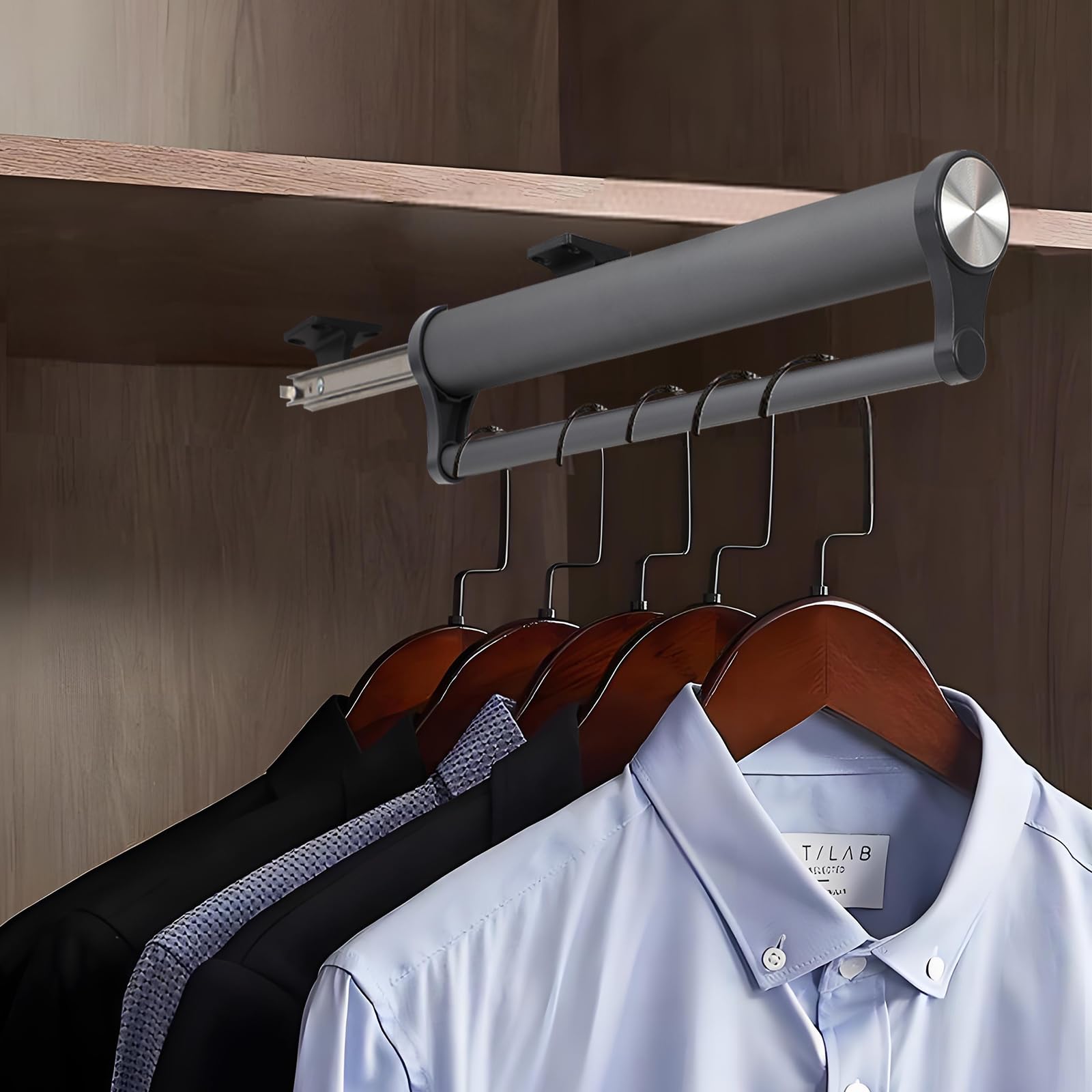 MAFAGE Pull Out Clothes Rail for Wardrobe, Extendable Wardrobe Rail 492mm