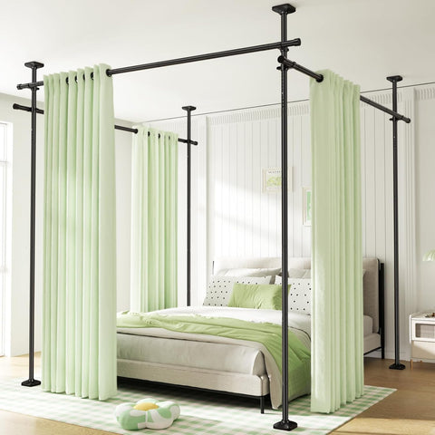 WELDUN Room Divider Curtain Rods, No Drill Damage Free Standing Curtain Rod