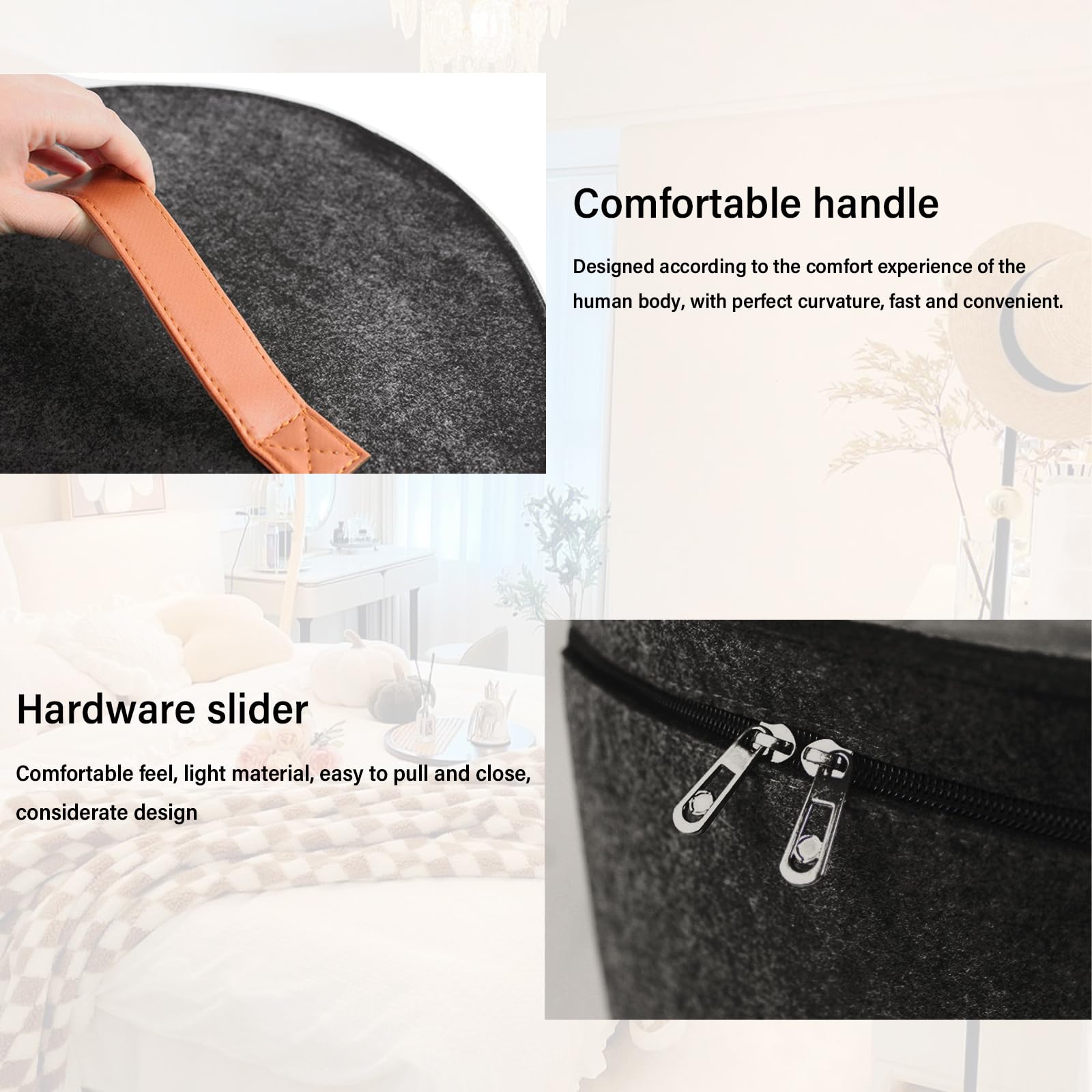 DYOUen Hat Boxes Hat Storage Box Felt Round Hat Box Foldable with Carry Handle and Clear Window for Wardrobe Organization, Travel,Dustproof (pink)