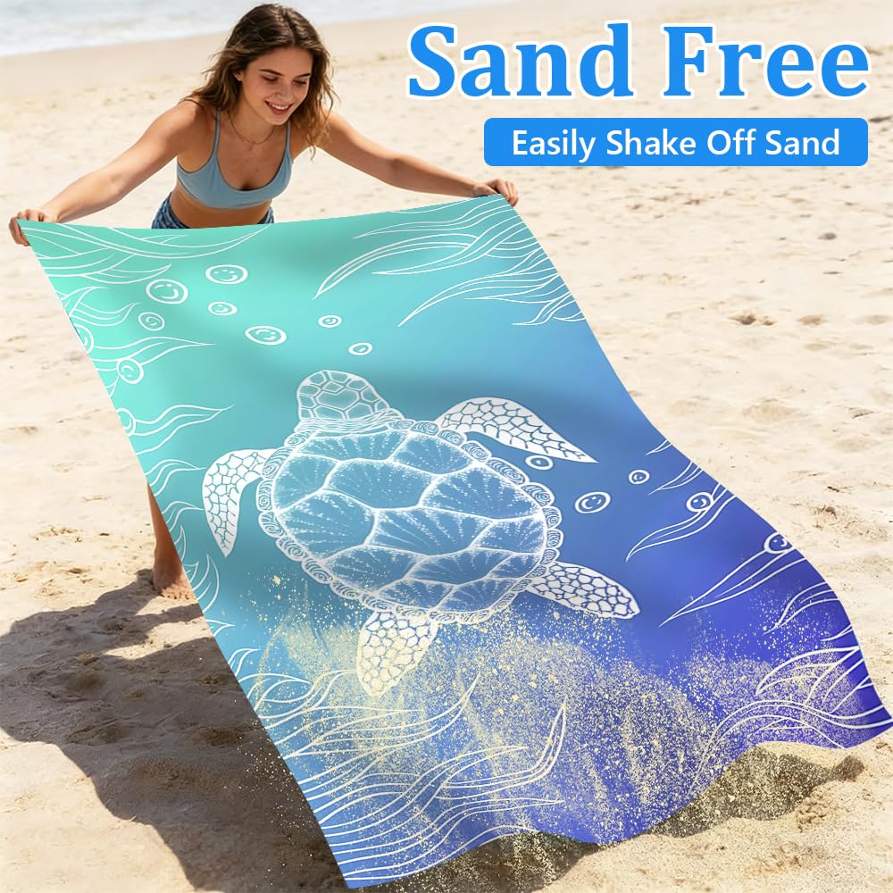 Jonuin 2 Pack Microfibre Beach Towels for Adults, 180 × 90 cm Extra Large Microfibre Beach Towel with Double Side Print, Quick Dry Towel