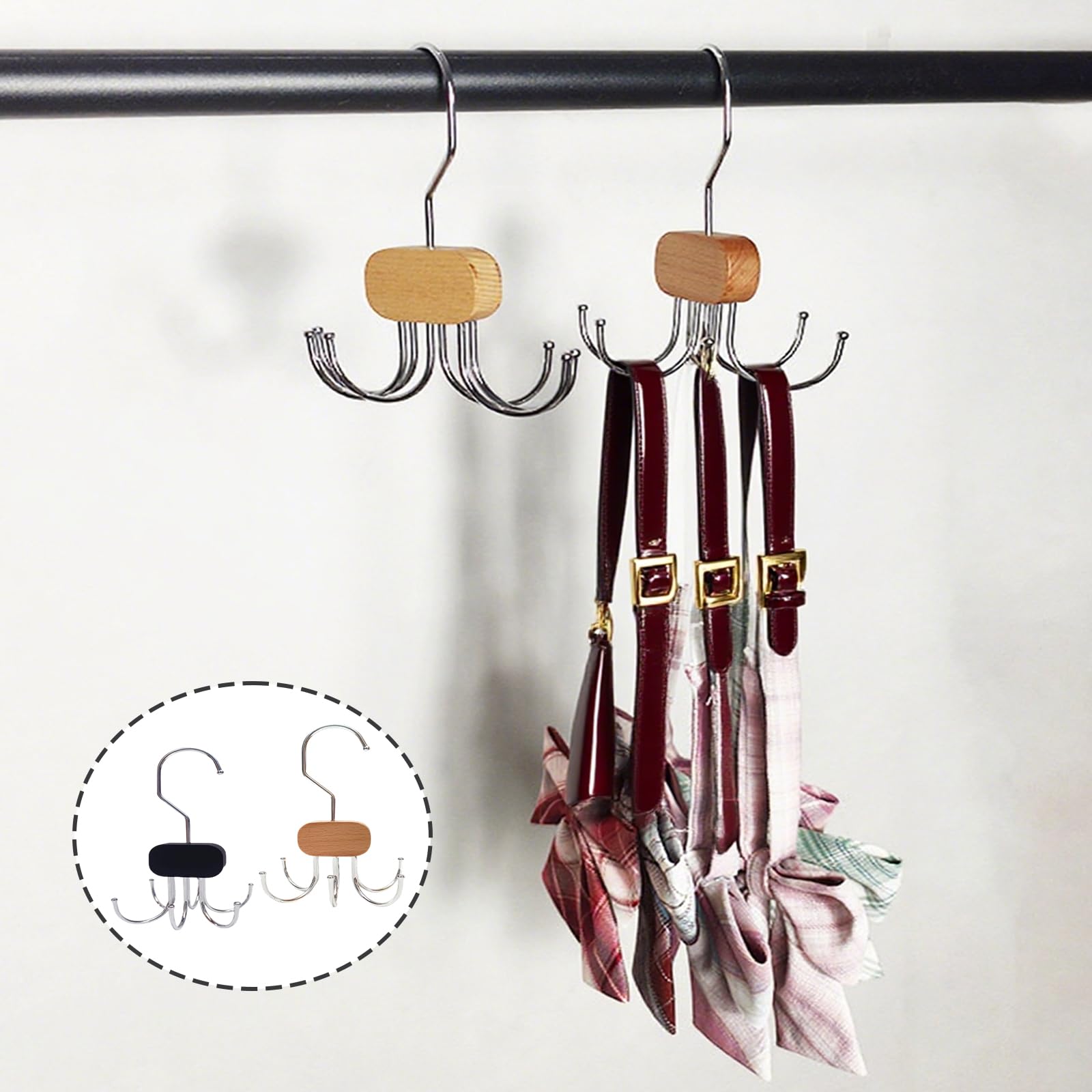 2Pcs Belt Hanger for Clothes Space Savers Storage Solutions, Belt Hanger for Wardrobe Saving Closet Storage for Ties, Bags, Hats