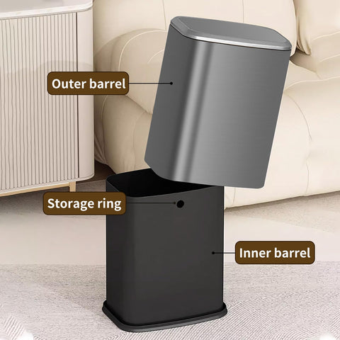 8L Small Bathroom Bin with Swing Lid,Stainless Steel Trash Bin for Bedroom