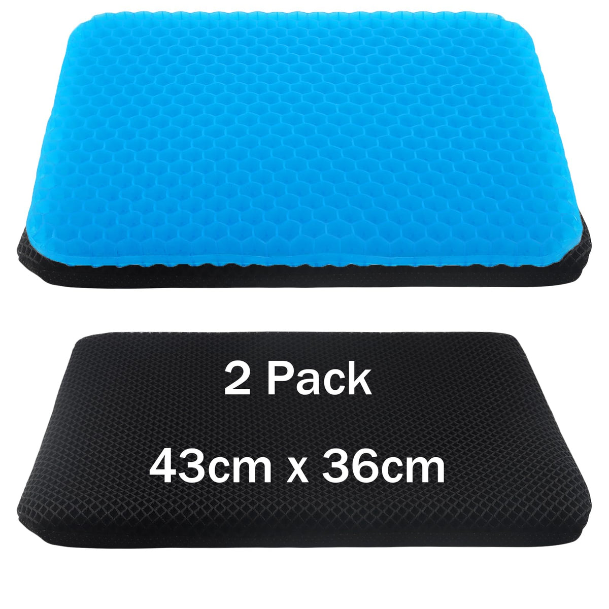 ZEONHEI 2 Pack 43 x 36cm Honeycomb Cushion, Chair Gel Seat Cushion Pads With Non-Slip Cover, Breathable and Cool Chair Seat for Office, Car