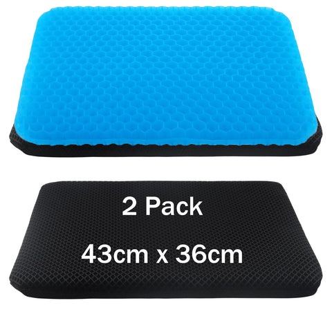 ZEONHEI 2 Pack 43 x 36cm Honeycomb Cushion, Chair Gel Seat Cushion Pads With Non-Slip Cover, Breathable and Cool Chair Seat for Office, Car