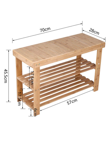 KKTONER Bamboo Shoe Rack Bench 3 Tier Entryway Seat Shoe Organizer Storage Shelf (Yellow)