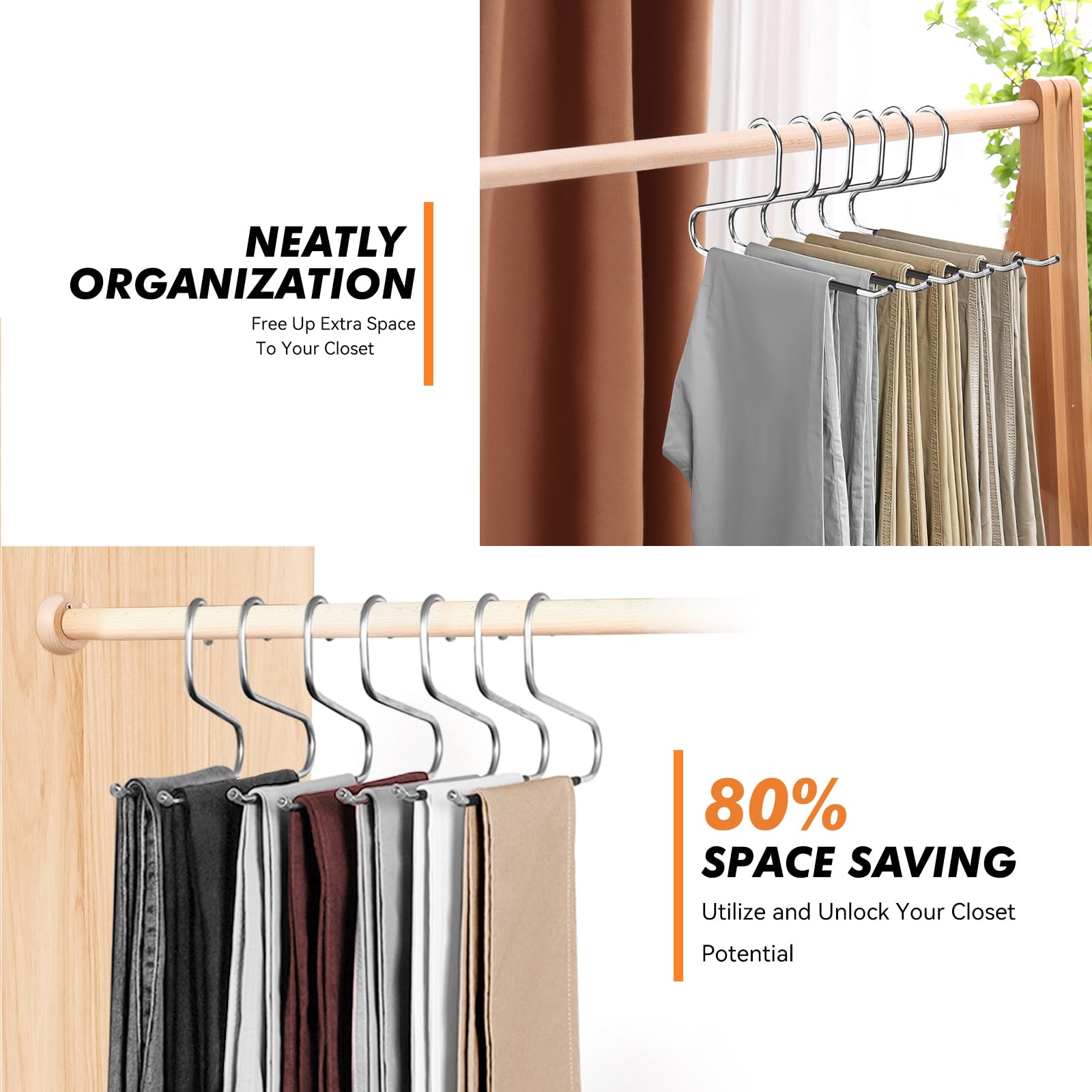 Hodola 18 Pack Space Saving Open Ended Metal Pant Hangers, Non Slip Jean Hangers for Men and Women