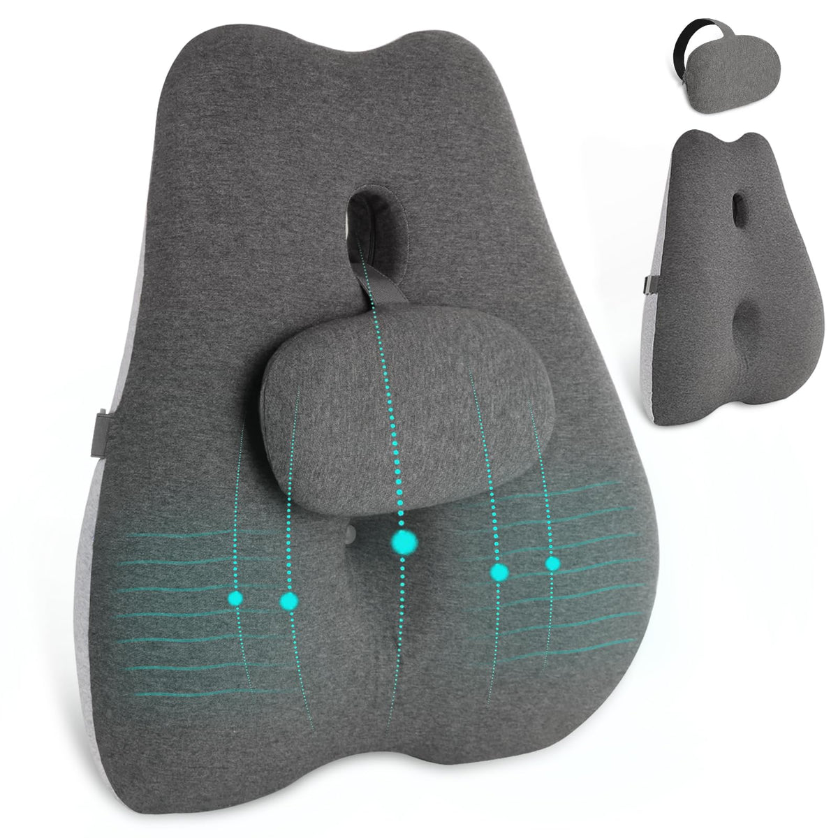 MzGro Lumbar Support Cushion for Office Chair - High Density Memory Foam Back Support Cushion for Back Pain Relief