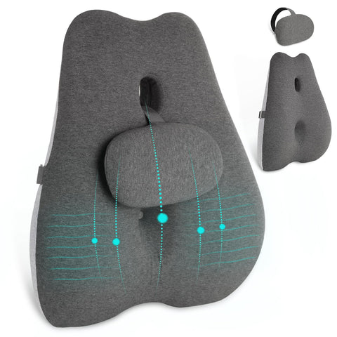 MzGro Lumbar Support Cushion for Office Chair - High Density Memory Foam Back Support Cushion for Back Pain Relief