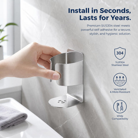 Waoferfio Electric Toothbrush Holder Wall Mounted, Wall Mounted Toothbrush Holder
