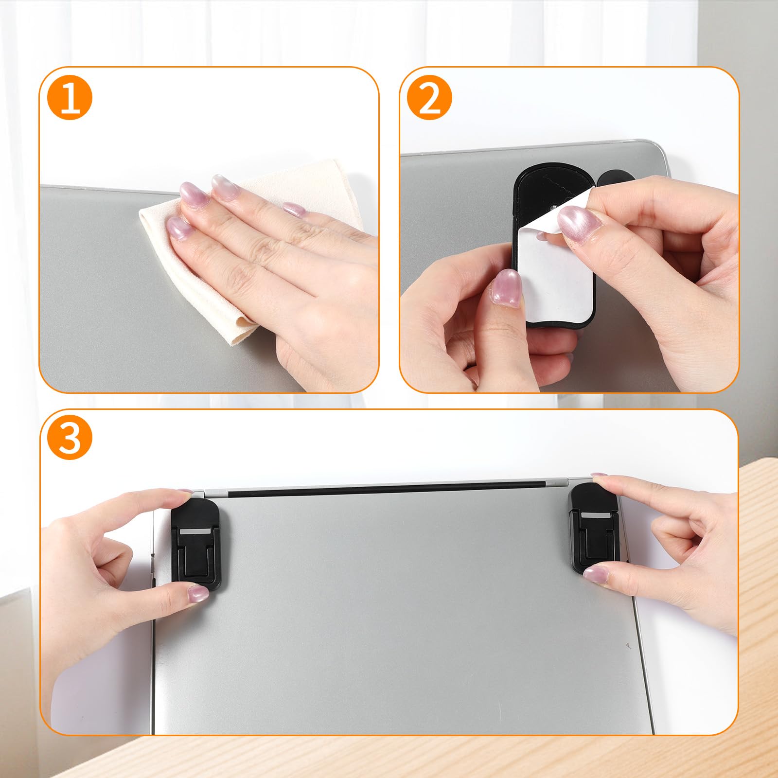 2PCS Plastic Mini Foldable Laptop Stand, Foldable Computer Keyboard Riser with 2 Adjustable Angles Portable Self-Adhesive Notebook Holder Lightweight