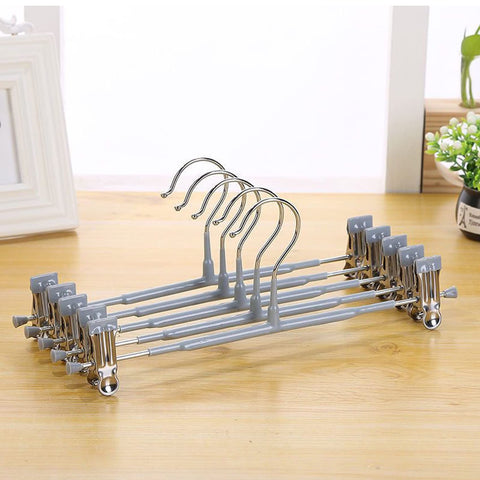 10Pack Trouser Hangers -Skirt Hangers with Adjustable Non Slip Clips Strong Chrome- Space Saving Pant Hangers,Heavy Duty Metal Hangers for Shorts