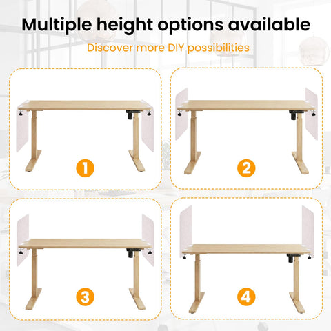 2-Pack Felt Desk Dividers, Clamp-On Privacy Panels, 60 x 60 cm, Oatmeal